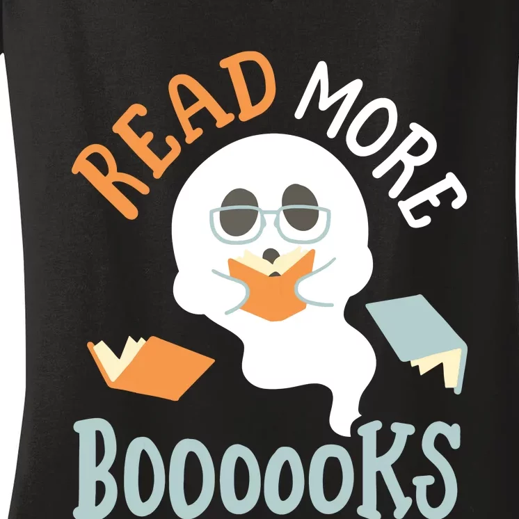 Halloween Librarian English Teacher Reading Reader Books Women's V-Neck T-Shirt