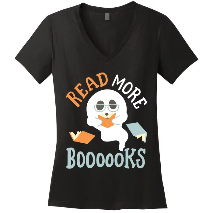 Halloween Librarian English Teacher Reading Reader Books Women's V-Neck T-Shirt