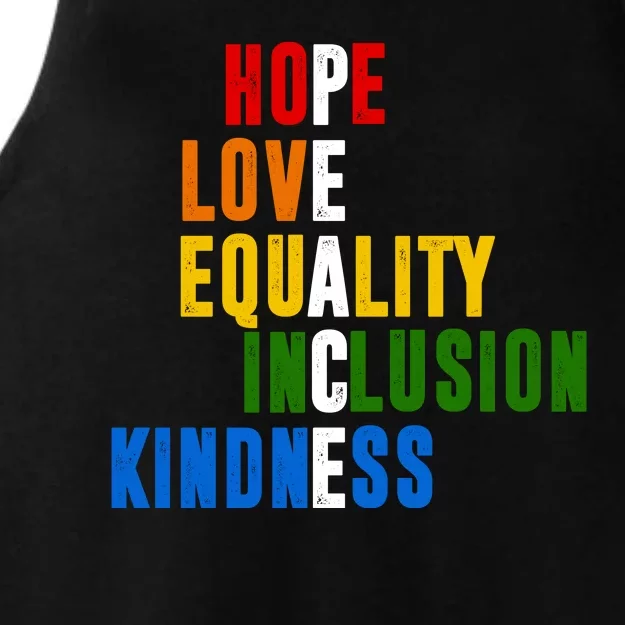 Hope Love Equality Inclusion Kindness Peace Quote Ladies Tri-Blend Wicking Tank