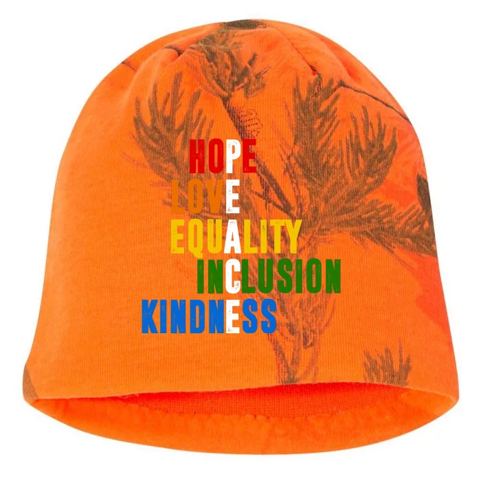 Hope Love Equality Inclusion Kindness Peace Quote Kati - Camo Knit Beanie