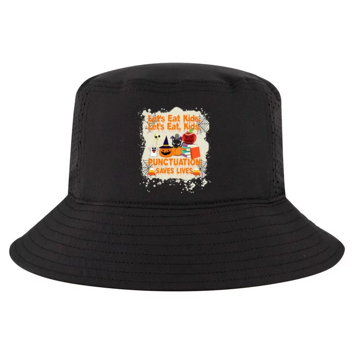 Halloween LetS Eat Punctuation Saves Lives Bleached Cool Comfort Performance Bucket Hat