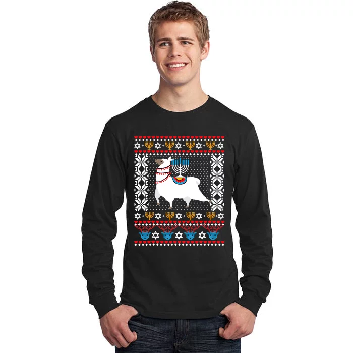 Happy Llamakah Funny Llama Lover Hanukkah Ugly Tall Long Sleeve T-Shirt