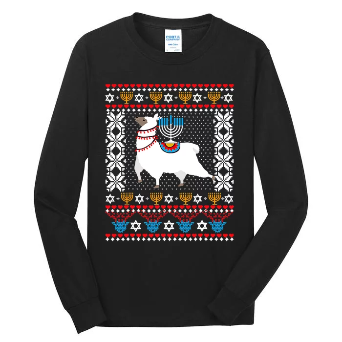 Happy Llamakah Funny Llama Lover Hanukkah Ugly Tall Long Sleeve T-Shirt