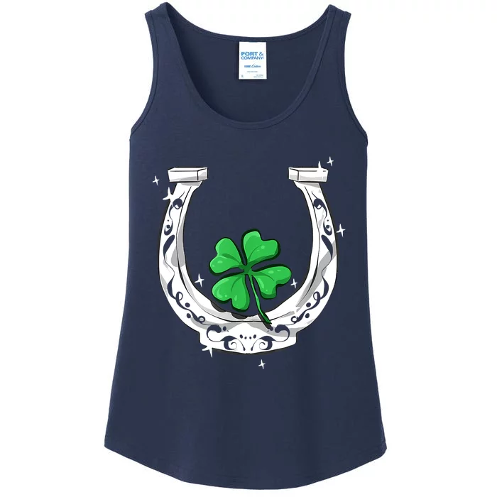 Horseshoe Lucky Four Leaf Clover Horse Ladies Essential Tank