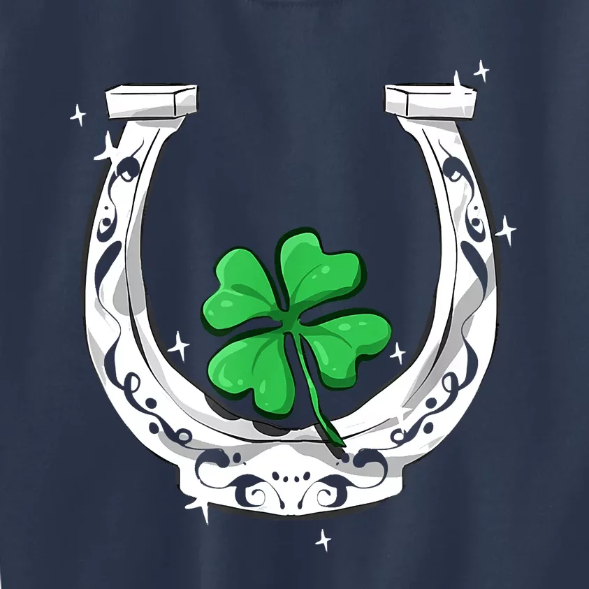 Horseshoe Lucky Four Leaf Clover Horse Kids Sweatshirt