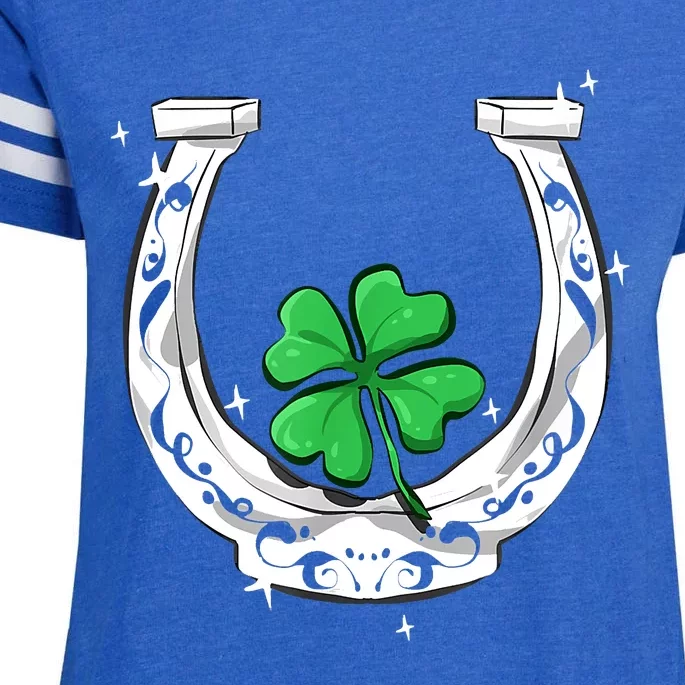 Horseshoe Lucky Four Leaf Clover Horse Enza Ladies Jersey Football T-Shirt