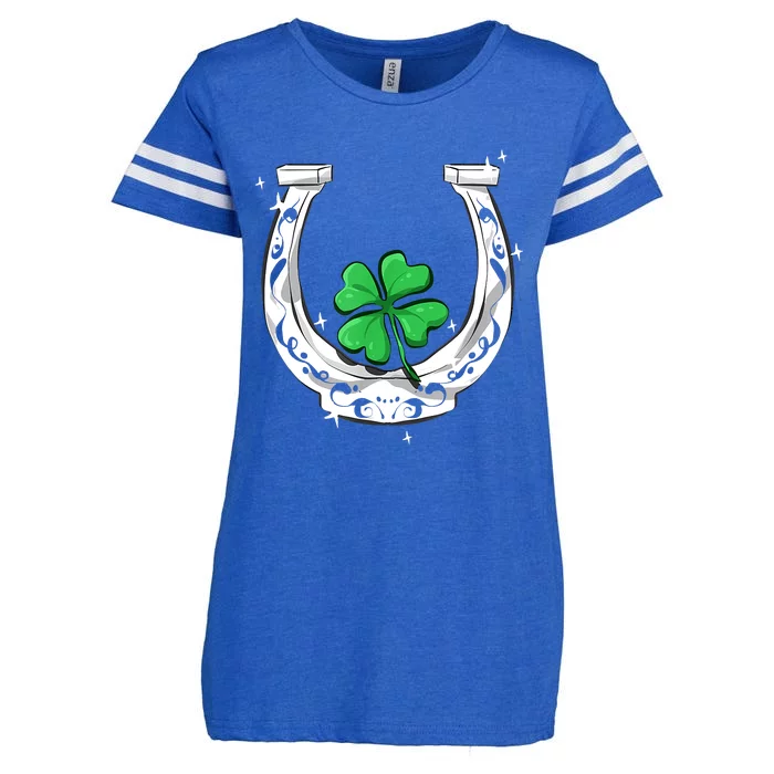 Horseshoe Lucky Four Leaf Clover Horse Enza Ladies Jersey Football T-Shirt