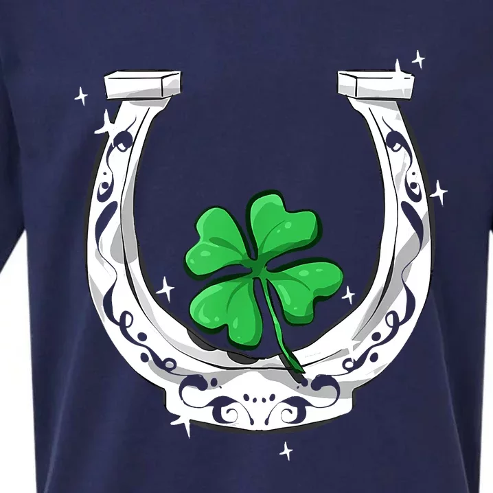 Horseshoe Lucky Four Leaf Clover Horse Sueded Cloud Jersey T-Shirt