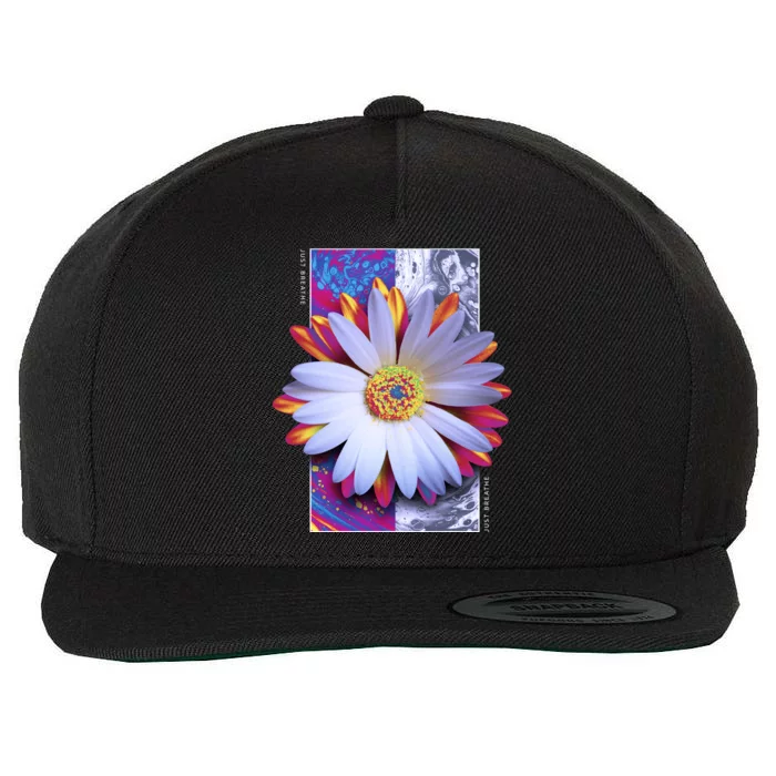 Holographic Lily Flower Wool Snapback Cap