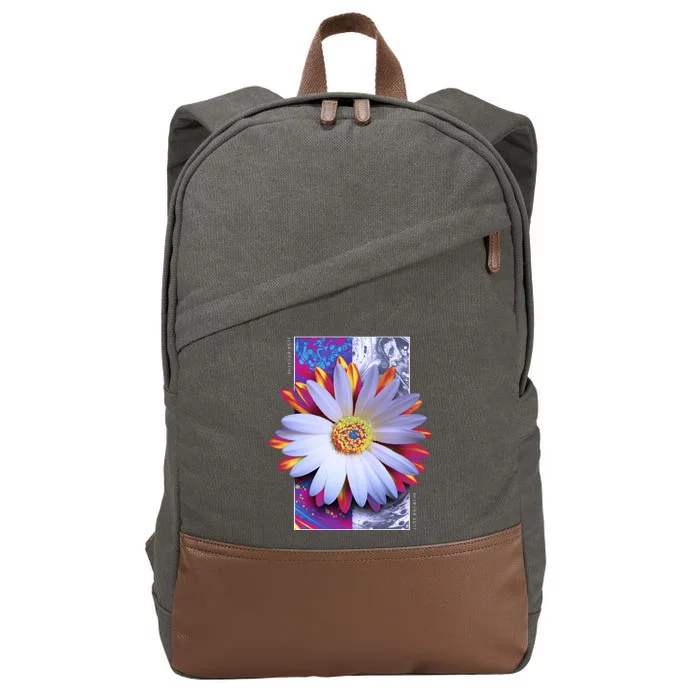 Holographic Lily Flower Cotton Canvas Backpack