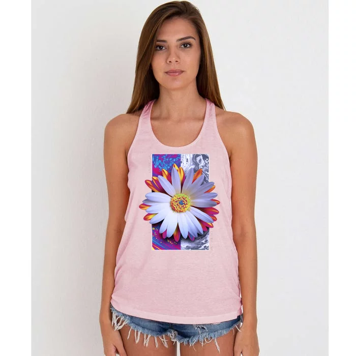 Holographic Lily Flower Women's Knotted Racerback Tank