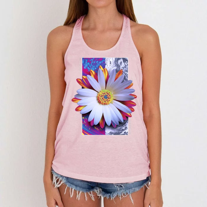 Holographic Lily Flower Women's Knotted Racerback Tank