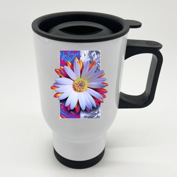 Holographic Lily Flower Front & Back Stainless Steel Travel Mug