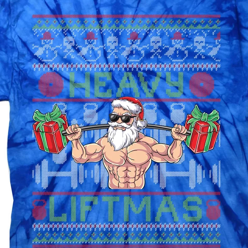 Heavy Liftmas Fitness Xmas Santa Ugly Christmas Bodybuilder Gift Tie-Dye T-Shirt