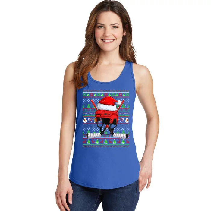 Hockey Lover Family Matching Santa Ugly Hockey Christmas Gift Ladies Essential Tank