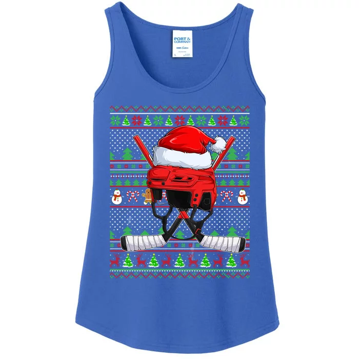 Hockey Lover Family Matching Santa Ugly Hockey Christmas Gift Ladies Essential Tank