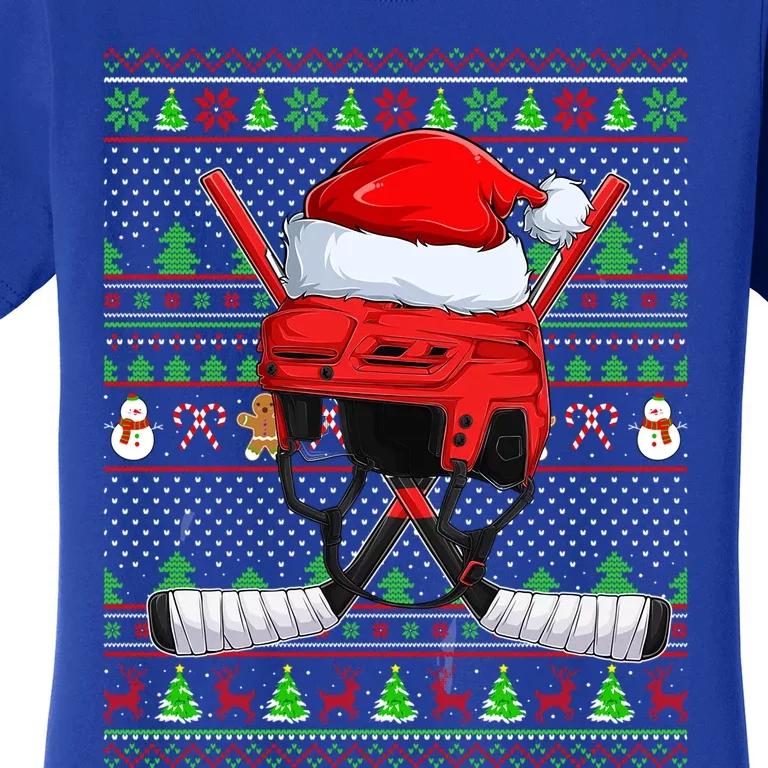 Hockey Lover Family Matching Santa Ugly Hockey Christmas Gift Women's T-Shirt