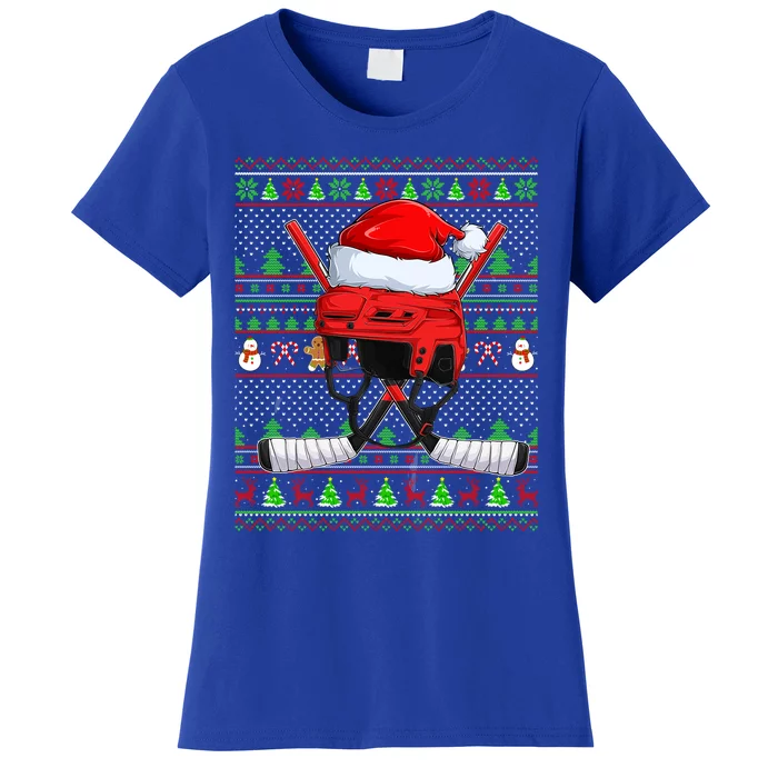 Hockey Lover Family Matching Santa Ugly Hockey Christmas Gift Women's T-Shirt