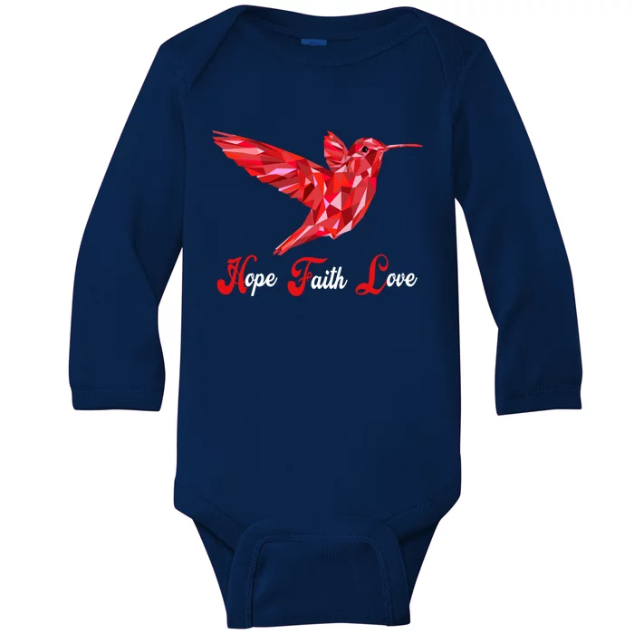 Humminggiftbird Love Faith Hope World Aids Day Gift Baby Long Sleeve Bodysuit