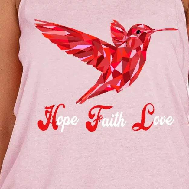 Humminggiftbird Love Faith Hope World Aids Day Gift Women's Knotted Racerback Tank