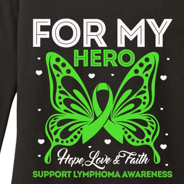 Hope Love & Faith Support Lymphoma Awareness Butterfly Womens CVC Long Sleeve Shirt