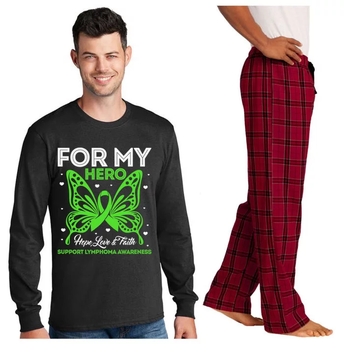 Hope Love & Faith Support Lymphoma Awareness Butterfly Long Sleeve Pajama Set