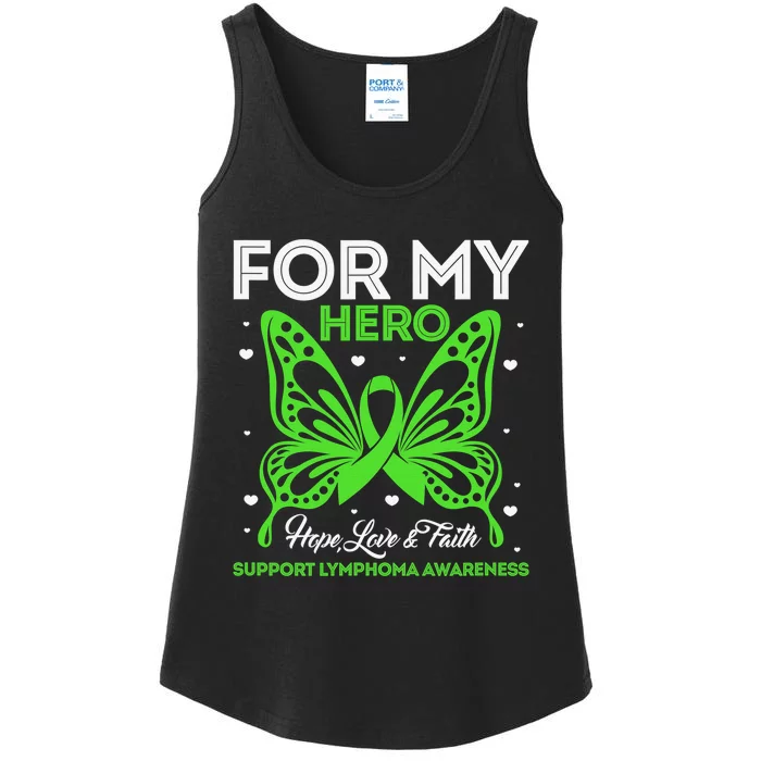 Hope Love & Faith Support Lymphoma Awareness Butterfly Ladies Essential Tank