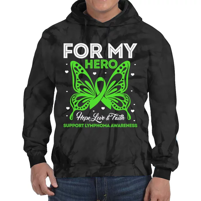 Hope Love & Faith Support Lymphoma Awareness Butterfly Tie Dye Hoodie