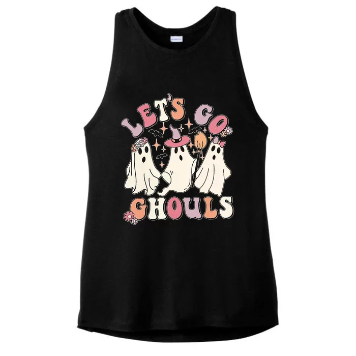 Halloween LetS Go Ghouls Ladies Tri-Blend Wicking Tank