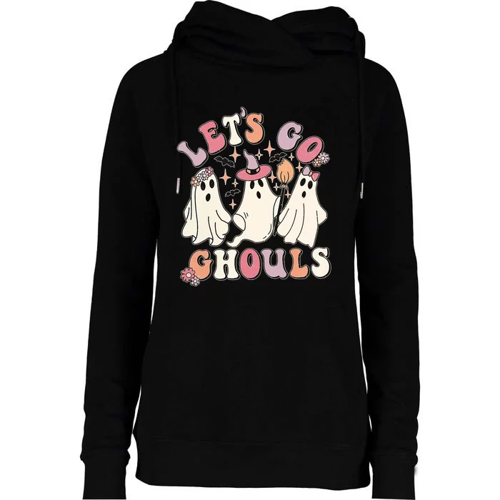 Halloween LetS Go Ghouls Womens Funnel Neck Pullover Hood