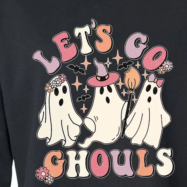 Halloween LetS Go Ghouls Cropped Pullover Crew