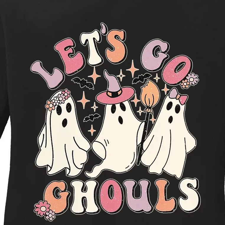 Halloween LetS Go Ghouls Ladies Long Sleeve Shirt