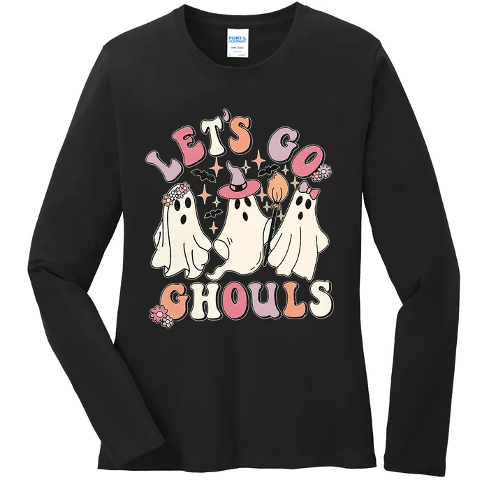 Halloween LetS Go Ghouls Ladies Long Sleeve Shirt