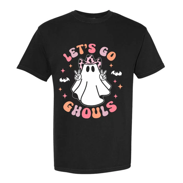 Halloween Lets Go Ghouls Ghost Retro Costume Garment-Dyed Heavyweight T-Shirt