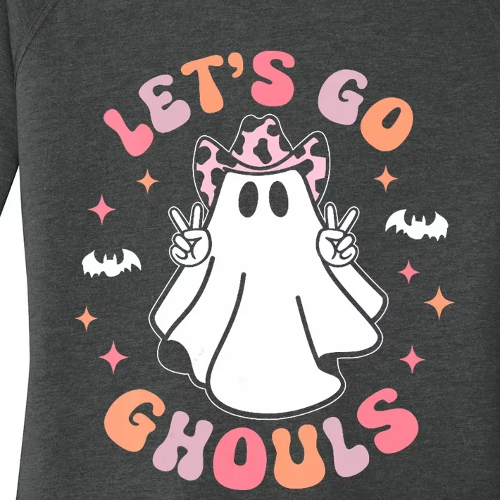 Halloween Lets Go Ghouls Ghost Retro Costume Women's Perfect Tri Tunic Long Sleeve Shirt