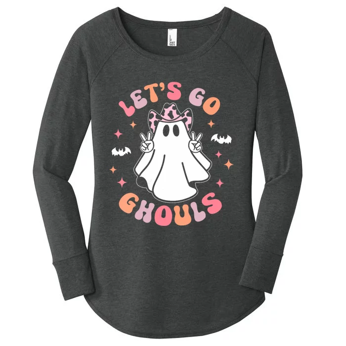 Halloween Lets Go Ghouls Ghost Retro Costume Women's Perfect Tri Tunic Long Sleeve Shirt