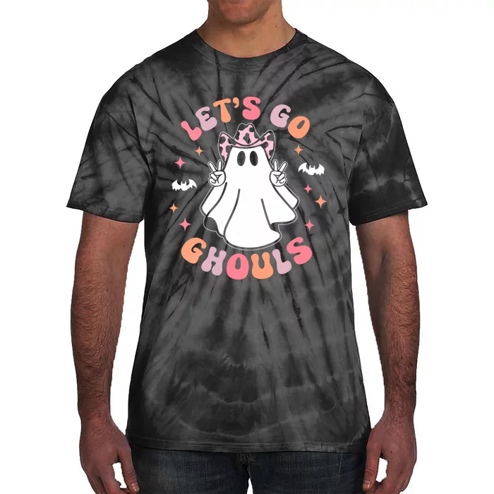 Halloween Lets Go Ghouls Ghost Retro Costume Tie-Dye T-Shirt