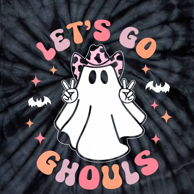 Halloween Lets Go Ghouls Ghost Retro Costume Tie-Dye T-Shirt