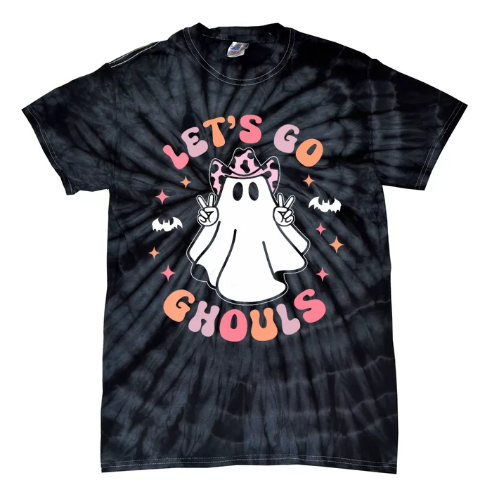 Halloween Lets Go Ghouls Ghost Retro Costume Tie-Dye T-Shirt