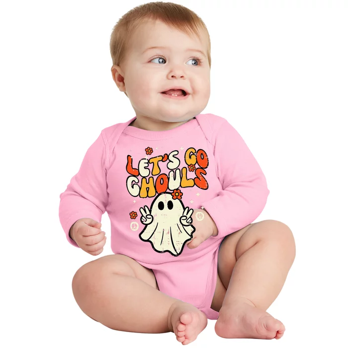 Halloween Lets Go Ghouls Ghost Baby Long Sleeve Bodysuit