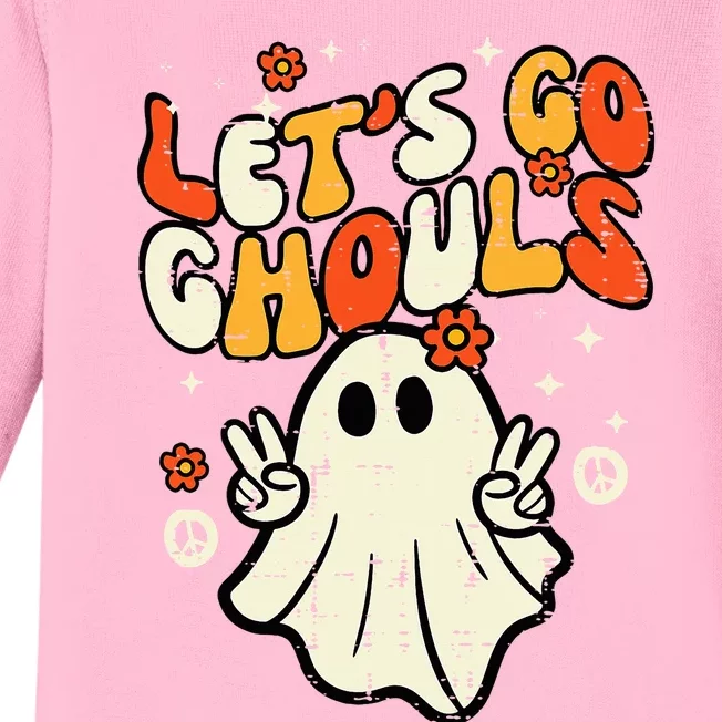 Halloween Lets Go Ghouls Ghost Baby Long Sleeve Bodysuit