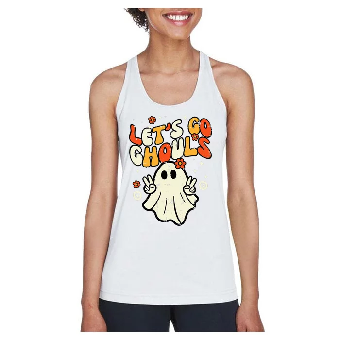 Halloween Lets Go Ghouls Ghost Women's Racerback Tank