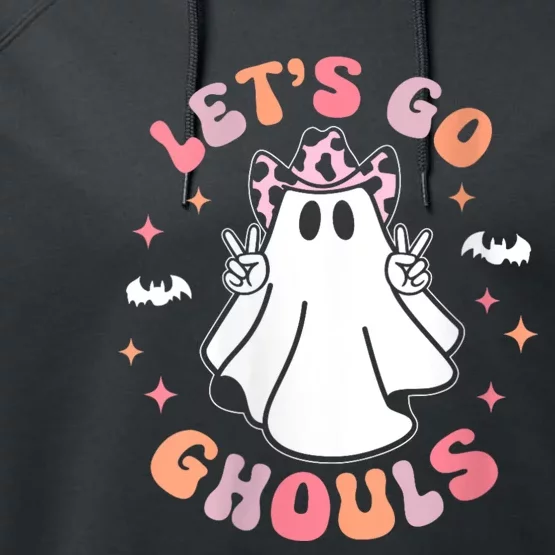 Halloween LetS Go Ghouls Ghost Retro Costume Performance Fleece Hoodie