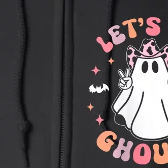 Halloween LetS Go Ghouls Ghost Retro Costume Full Zip Hoodie