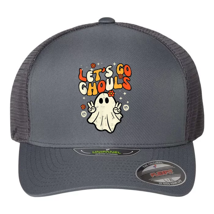 Halloween Lets Go Ghouls Ghost Retro Costume Women Girl Flexfit Unipanel Trucker Cap