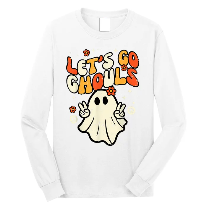 Halloween Lets Go Ghouls Ghost Retro Costume Women Girl Long Sleeve Shirt