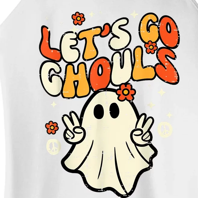 Halloween Lets Go Ghouls Ghost Retro Costume Women Girl Women’s Perfect Tri Rocker Tank