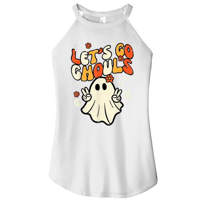 Halloween Lets Go Ghouls Ghost Retro Costume Women Girl Women’s Perfect Tri Rocker Tank