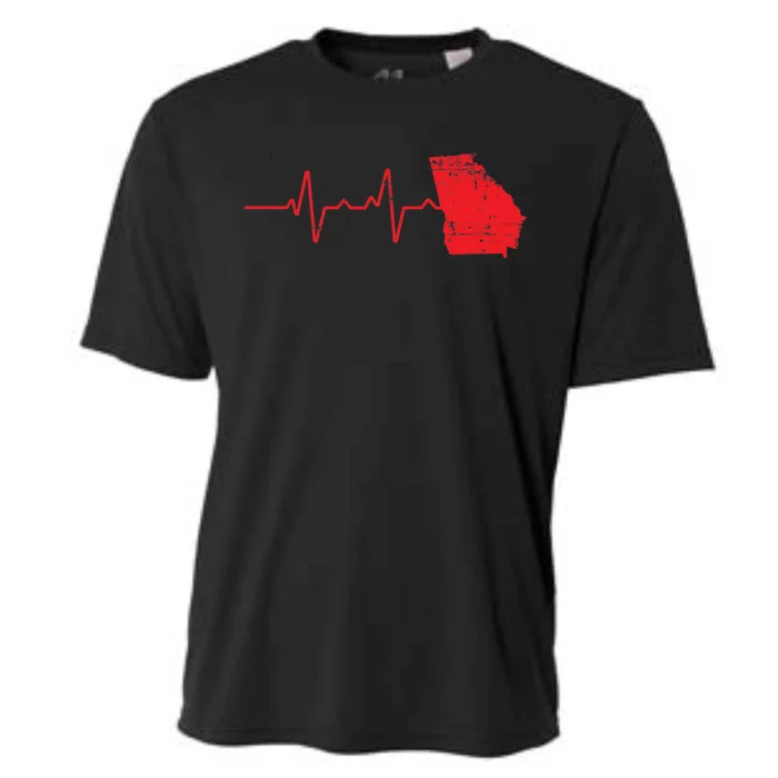 Heartbeat Love Georgia Proud Georgian Cute Gift Cooling Performance Crew T-Shirt