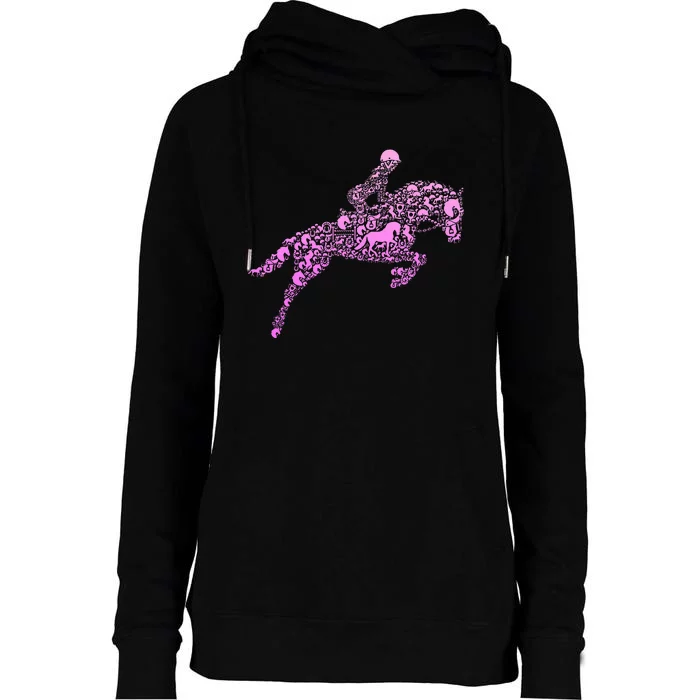 Horse Lover Girl Horseback Riding Women Womens Funnel Neck Pullover Hood